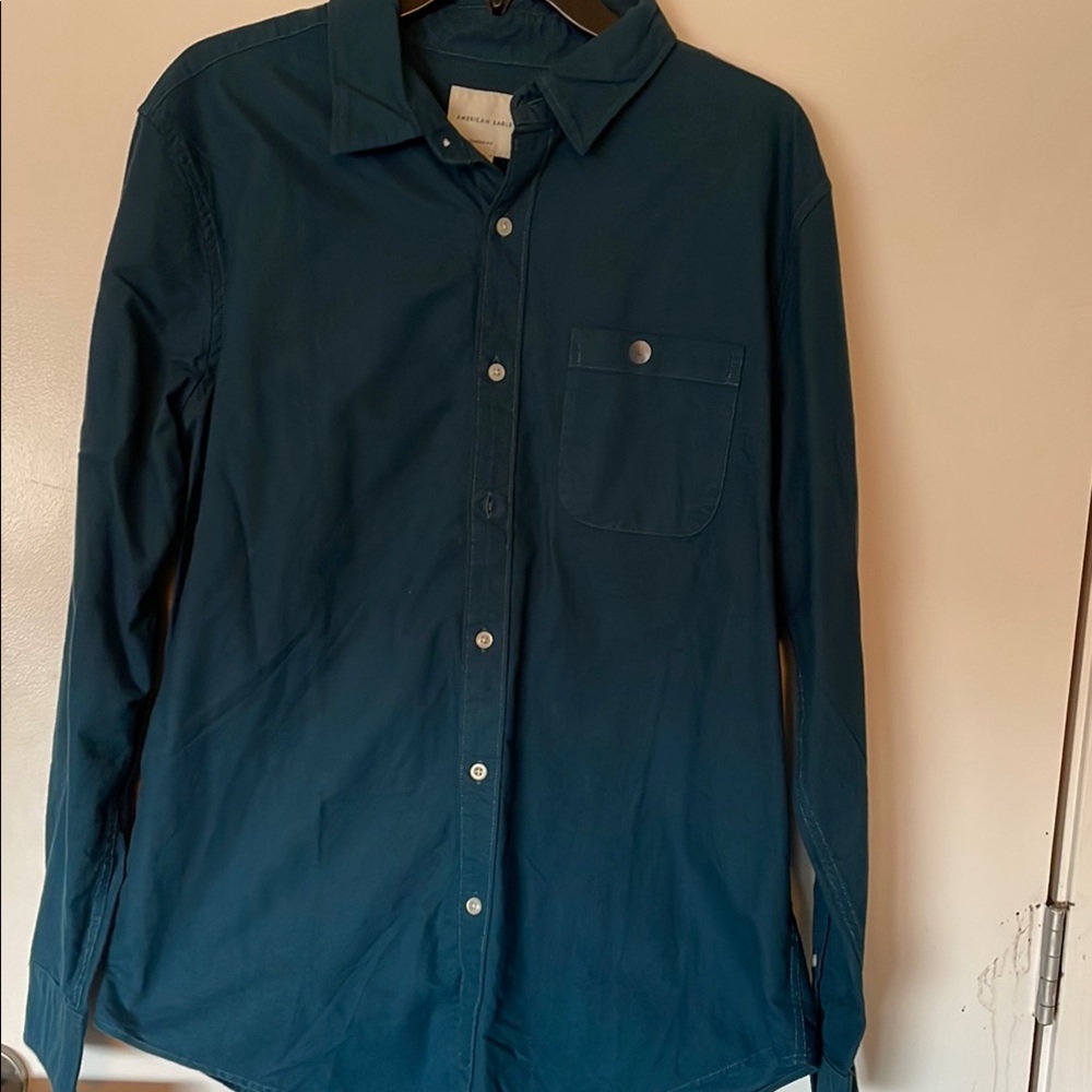 Men's Blue / Dark Teal Button Up Shirt - Large NWT American Eagle